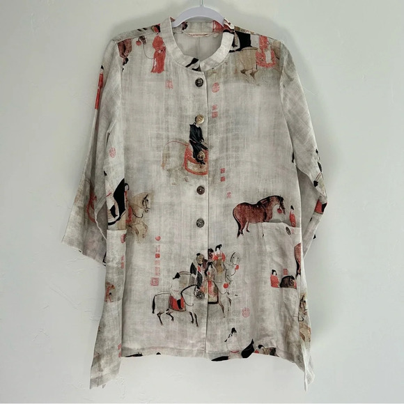 Soft Surroundings Tops - Soft Surroundings Song Dynasty Button Front Tunic Cardigan Size Large